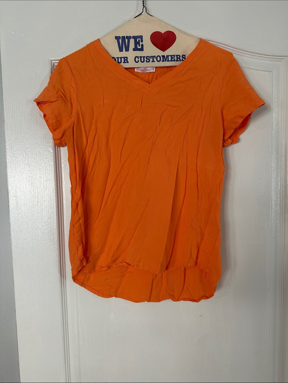 Women's Short Sleeve V-Neck Tee in Bright Orange
